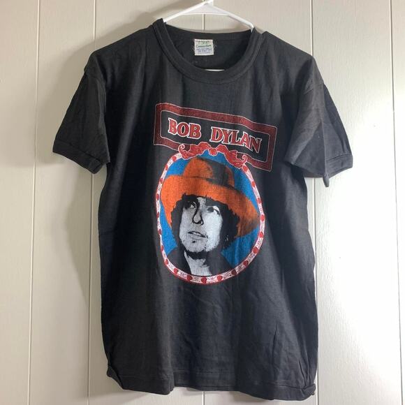 vintage 70's BOB DYLAN Portrait single stitch double sided graphic tee shirt M - Picture 2 of 7